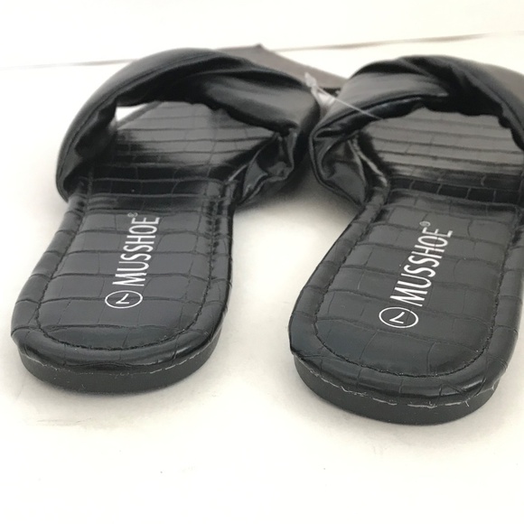 MUSSHOE Slip On Slide Sandals Black Flats Women’s Size 7 NWT - Picture 7 of 16